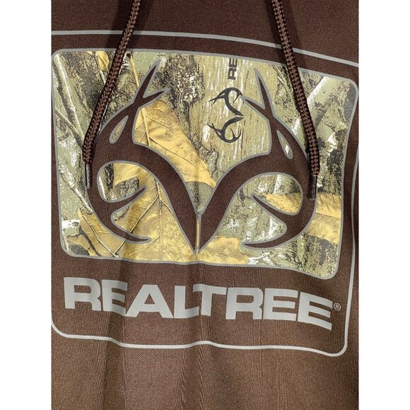 Realtree Mens XL Brown Hooded Sweatshirt With Camo Logo - Picture 3 of 10